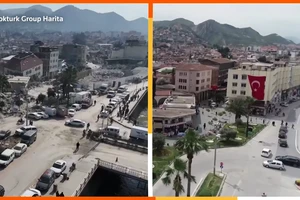 Khung cảnh tỉnh Hatay ở Thổ Nhĩ Kỳ trước và sau khi xảy ra trận động đất hôm 6-2.