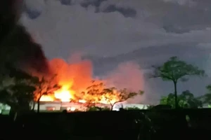 Cháy kho phế liệu trong khu công nghiệp ở Thái Bình