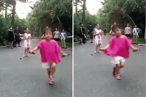Ngỡ ngàng trước màn nhảy dây điêu luyện của bé gái