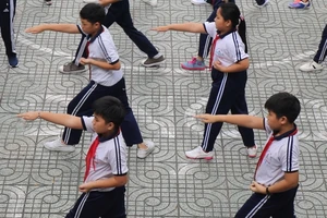 Thú vị với màn học sinh tập thể dục bằng nhạc võ Vovinam