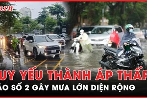 Mưa rất to trên diện rộng khi bão số 2 suy yếu thành áp thấp nhiệt đới