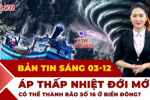 Thời sự sáng 3-12: Áp thấp nhiệt đới dự báo mạnh lên nhanh, có thể thành bão số 16 ở Biển Đông?