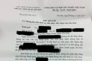 Xin lỗi vì phạt một cá nhân nợ thuế... 990 đồng