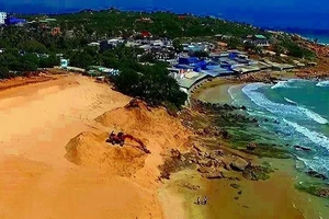 Khởi tố người thuê cơ giới ủi đất xâm hại bãi đá 7 màu