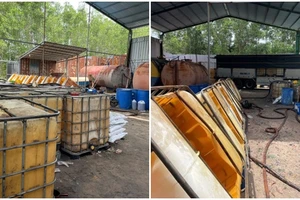 Hàng chục cảnh sát bao vây, thu giữ 28.000 lít nhớt thải tái chế 