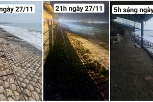 Dừng buôn bán khu vực bờ kè Mũi Né do sóng lớn nguy hiểm
