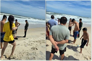 Đại úy công an lao xuống biển cứu 2 cháu bé giữa sóng dữ