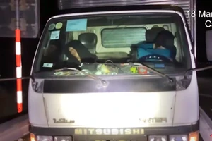 Đậu xe ở dải dừng khẩn cấp trên cao tốc, lái và phụ xe cùng ngủ ngon lành