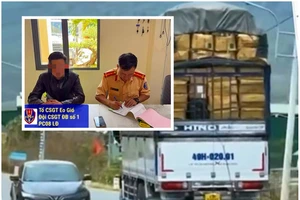 Xe tải chở hàng cao ngất trên Quốc lộ 27 bị phạt nguội từ clip của người dân