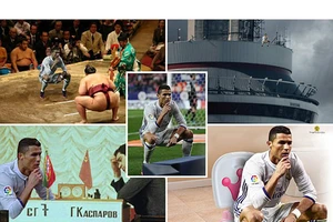 Ảnh chế Ronaldo mừng bàn thắng theo trào lưu đứng hình