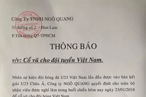 U23 VN vào chung kết, nhân viên được ăn mừng 3 đêm liền