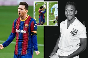 Messi sánh ngang với vua bóng đá Pele. ẢNH: DAILY MAIL