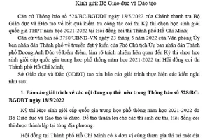 TP.HCM gửi Bộ GD-ĐT 3 kiến nghị liên quan kỳ thi học sinh giỏi cấp quốc gia 