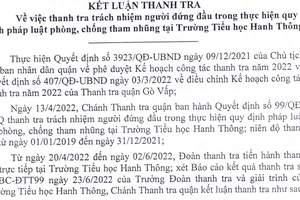 Một trường tiểu học tại TP.HCM chi sai gần 1 tỷ đồng