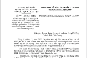 1 trường học ở TP.HCM bị phê bình vì chậm quyết toán tiền hỗ trợ học phí