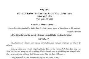 Sở GD&ĐT TP.HCM công bố đề tham khảo thi vào lớp 10