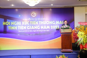 Lãnh đạo UBND tỉnh Tiền Giang phát biểu tại hội nghị.