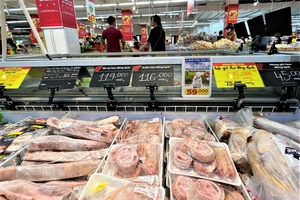 Các loại thịt heo đông lạnh bán ở siêu thị. ẢNH: TÚ UYÊN