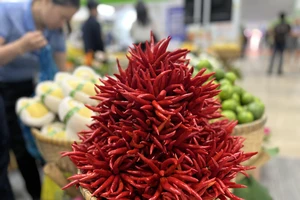 Ớt tỉnh Đồng Tháp trưng bày tại hội chợ. ẢNH: TÚ UYÊN