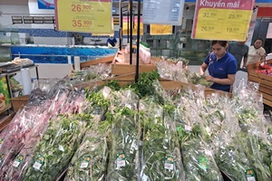 Rau quả đầy kệ tại siêu thị Co.opmart Hà Nội. Ảnh: M.TRANG