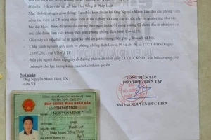 1 nhóm người sử dụng giấy xác nhận giả cơ quan báo chí để đi đường