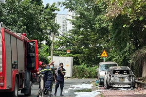 TP Thủ Đức: Điều tra nguyên nhân ô tô đang đậu trên vỉa hè thì bốc cháy