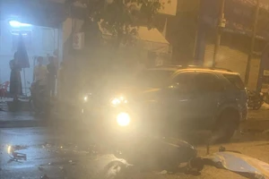 Hiện trường vụ tai nạn xe máy tông trực diện ở Thủ Đức. Ảnh: CM