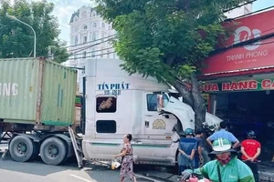 TP.HCM: Nhờ cây xanh cản nên container không lao vào nhà dân
