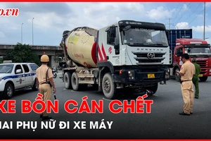 Xe bồn cán chết hai người phụ nữ đi xe máy 