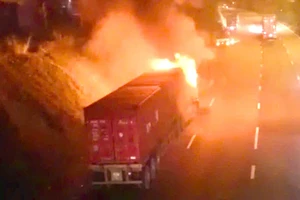 TP.HCM: Xe đầu kéo bốc cháy ngùn ngụt giữa đêm trên quốc lộ
