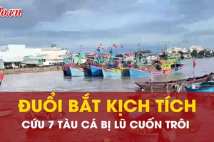 Căng thẳng cuộc đuổi bắt cứu 7 tàu cá bị lũ cuốn trôi trên sông Cà Ty 