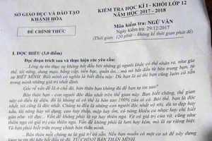 Nghi lộ đề, Khánh Hòa dừng thi HK 1 học sinh lớp 12