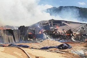 Cháy lớn trong khu công nghiệp ở Bình Định