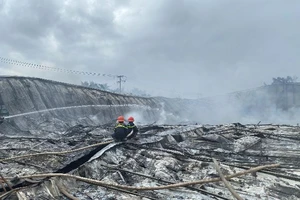 Lửa thiêu rụi khu nhà xưởng công ty may ở Bình Định