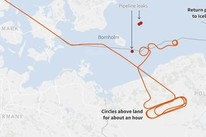 Lộ trình chiếc máy bay của Hải quân Mỹ ở khu vực biển Baltic ngày 26-9. Minh họa: REUTERS