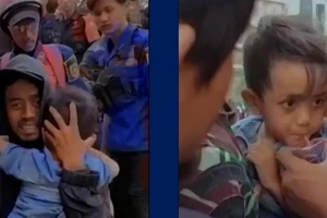 VIDEO: Bé trai 5 tuổi được cứu sau 2 ngày bị chôn vùi do động đất ở Indonesia