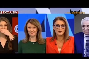 Bộ trưởng nông nghiệp Romania - ông Petre Daea ngáy trên sóng truyền hình trực tiếp. Ảnh: BANATUL AZI