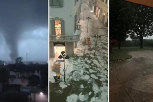 VIDEO: Dòng sông mưa đá và vòi rồng ở Ý sau nhiều ngày nắng nóng gay gắt 