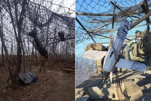 Cận cảnh lính Ukraine dùng lưới đánh cá bắt UAV ở tiền tuyến