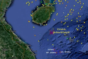 Vị trí hoạt động mới của giàn khoan Hải Dương 981