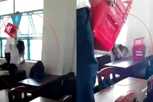 Bàng hoàng clip nữ sinh đánh bạn dã man bằng ghế