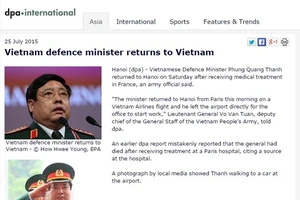 Hãng tin DPA nhận lỗi đưa tin sai về Bộ trưởng Phùng Quang Thanh