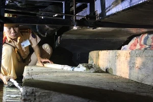 Bắt giữ gỗ lậu được che giấu tinh vi trên xe khách