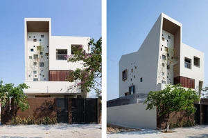 Ngôi nhà có ô cửa bằng gạch kính đầy màu sắc