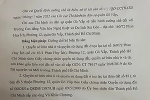 Cưỡng chế kê biên tài sản Trường Cao đẳng Văn hóa Nghệ thuật và Du lịch Sài Gòn