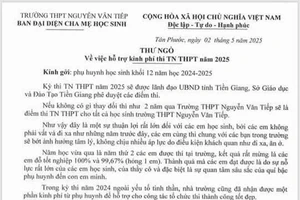 Giám đốc Sở GD&ĐT Tiền Giang chỉ đạo thu hồi thư ngỏ vận động kinh phí kỳ thi tốt nghiệp THPT