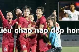Video kiểu chào U-22 Việt Nam áp đảo kiểu chào Indonesia 