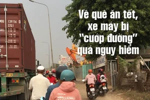 Tai nạn rình rập khi xe máy bị 'cướp' làn đường 