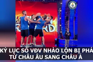 Kỷ lục về số VĐV nhào lộn 'đáp' trên mặt bàn trong 1 phút