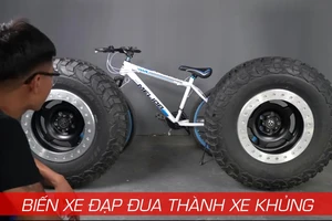 Biến xe đạp đua thành xe có cặp bánh khủng